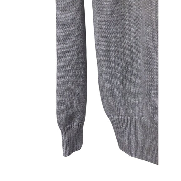 Y2K Polo Ralph Lauren Flag Quarter Zip Pullover L Gray Ribbed 100% Cotton SOFT - Picture 5 of 7